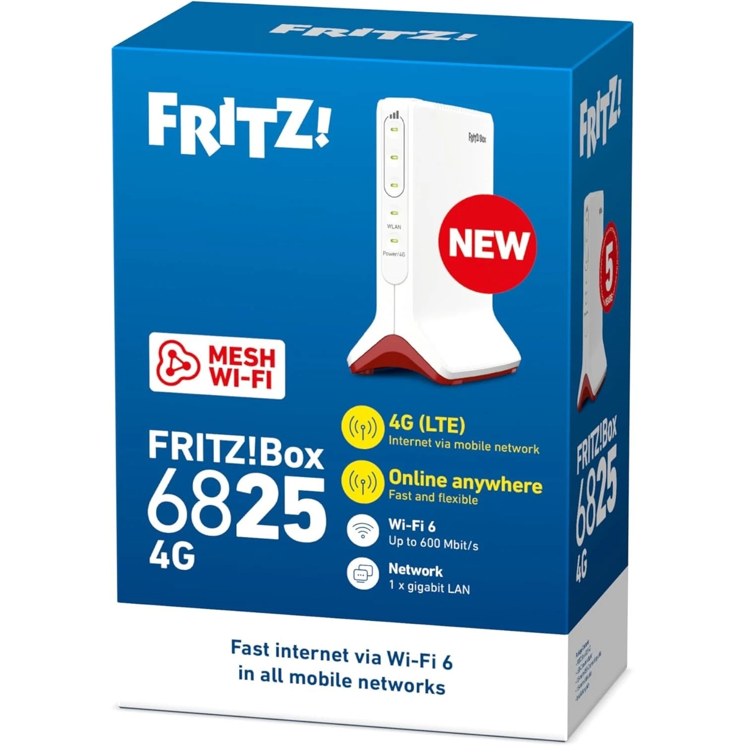 Emballage du routeur FRITZ!Box 6825 4G avec 4G (LTE) et Wi-Fi 6.