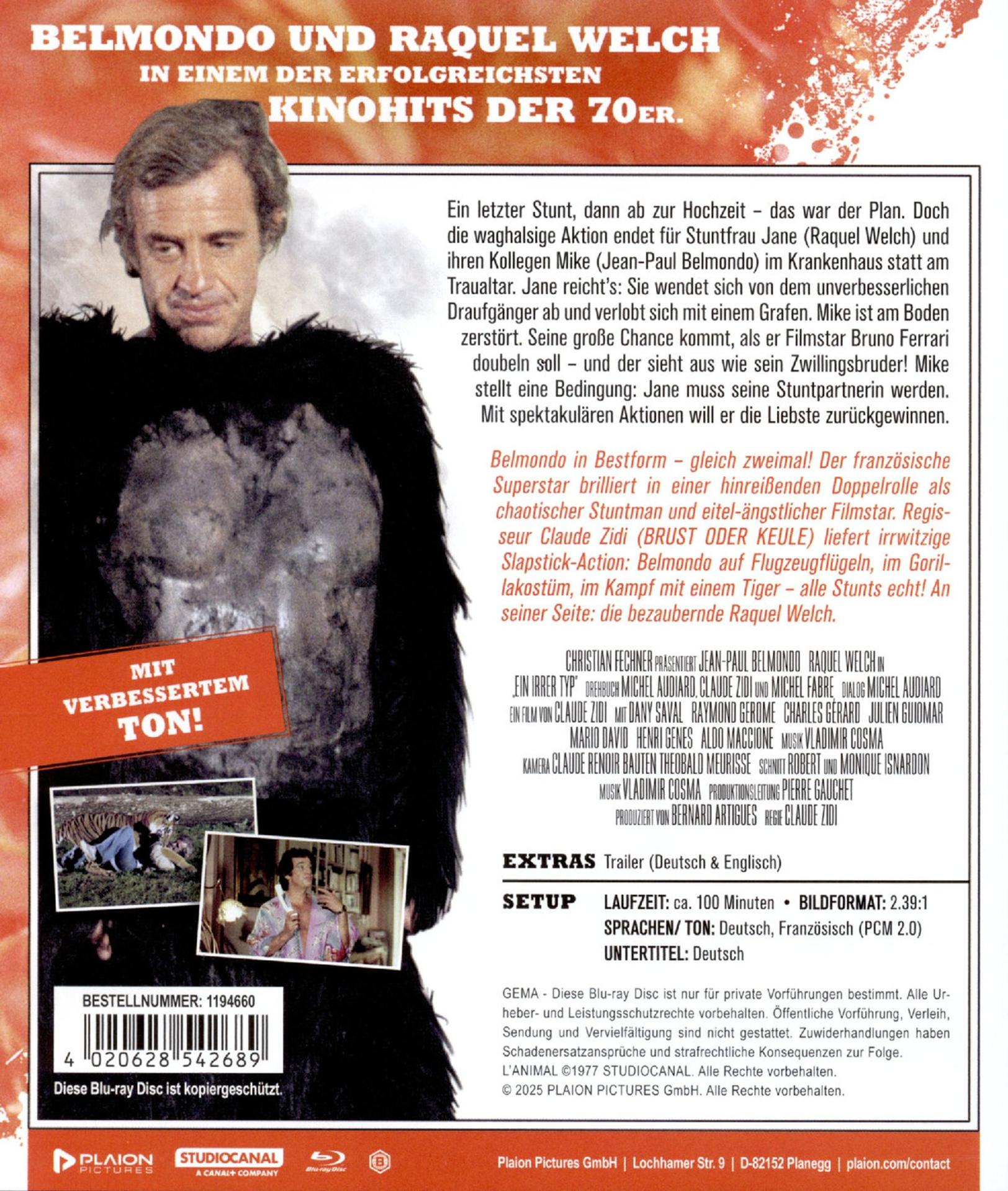 Filmplakat mit Jean-Paul Belmondo und Raquel Welch, Details zum Film.