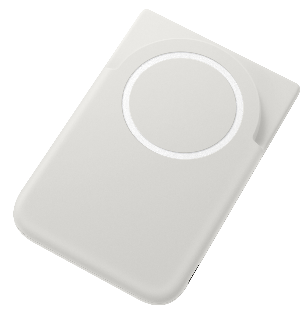 Una funda blanca con un recorte circular en la parte delantera.