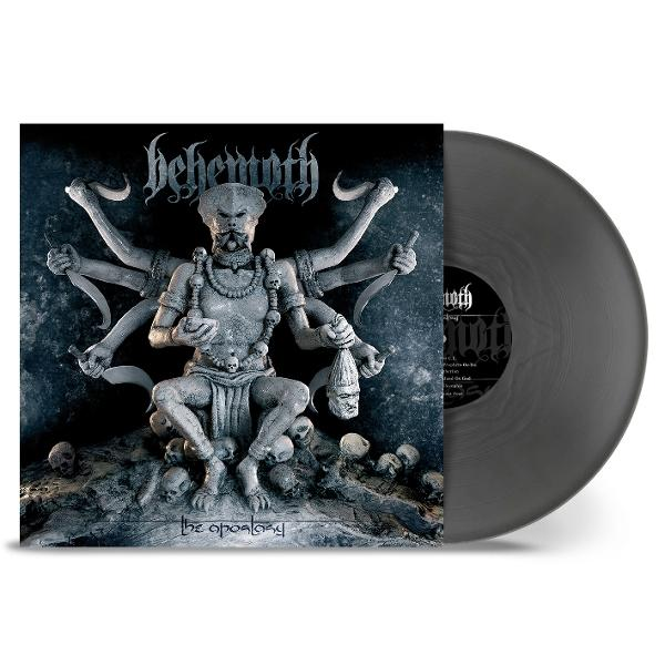 Behemoth-Schallplatte mit einem mehrarmigen Gott auf dem Cover, sitzend auf Totenschädeln.