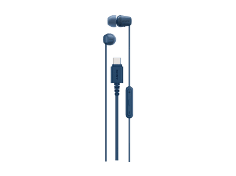 Auriculares de botón – Sony IER‑EX15C, con Micrófono, USB-C, iPhone/Android/Portátil/PC, Ligero, Graves potentes, Ideal para viajar/uso diario, Azul