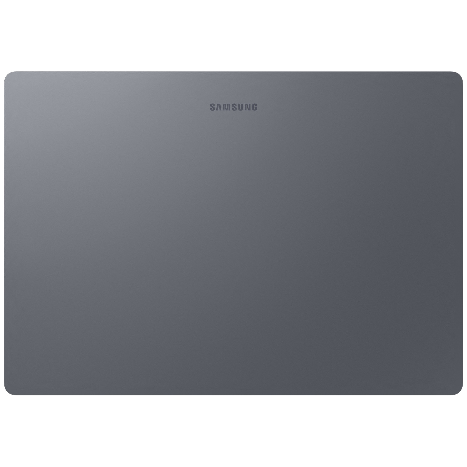 A gray Samsung tablet on a white background, with the Samsung logo visible.