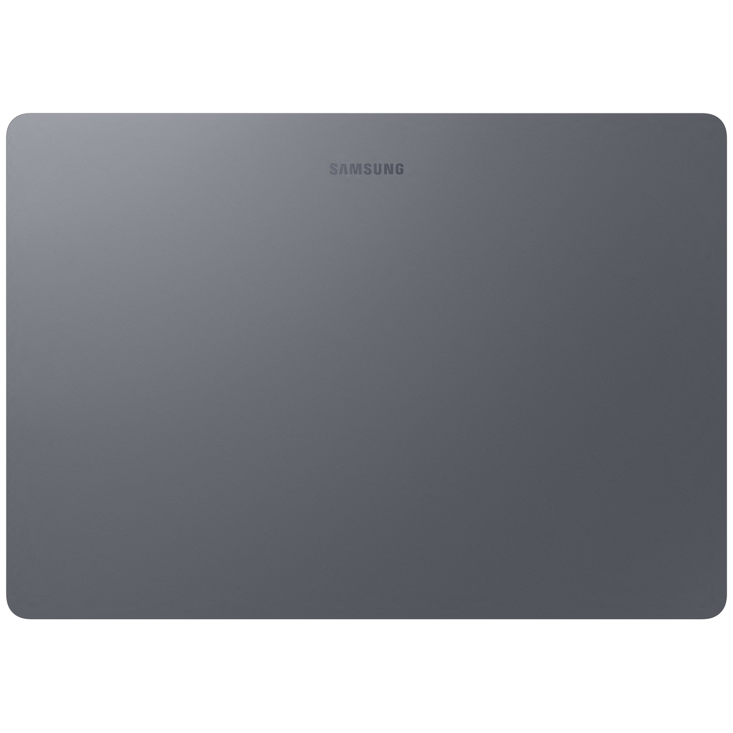 Housse grise pour tablette Samsung aux coins arrondis.