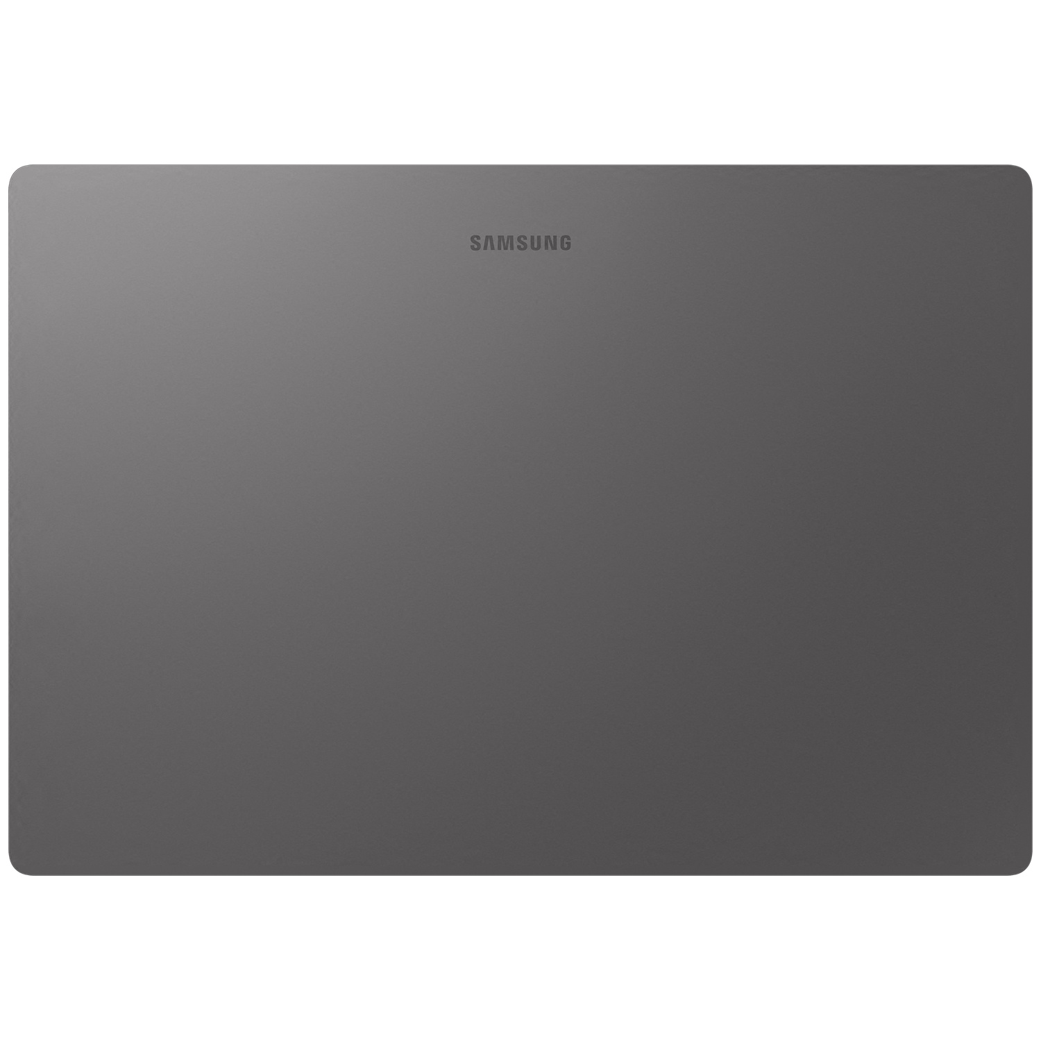 Dos d'une tablette Samsung grise avec logo discret.