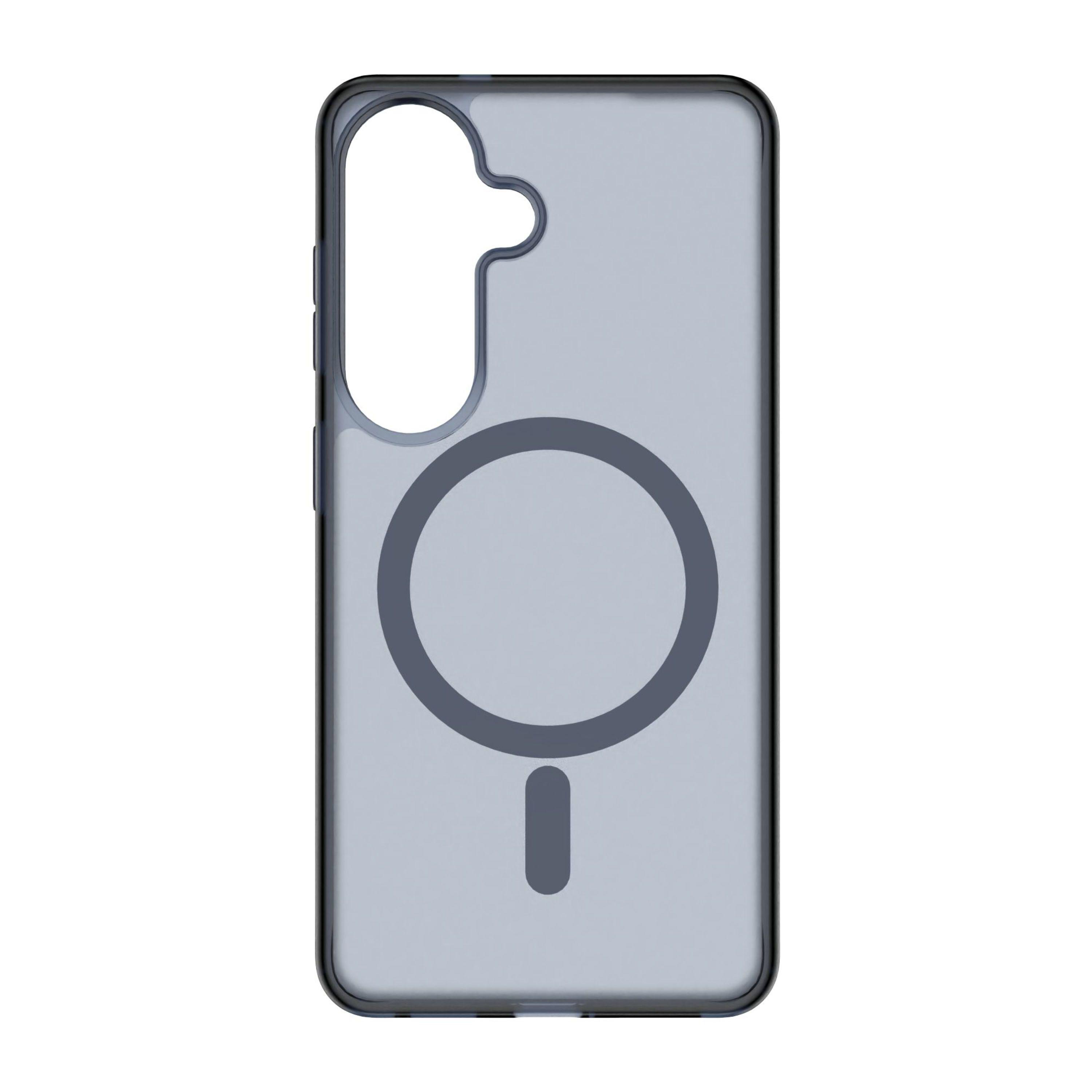 Graue Handyhülle mit kreisförmigem Magnetring und Aussparung.