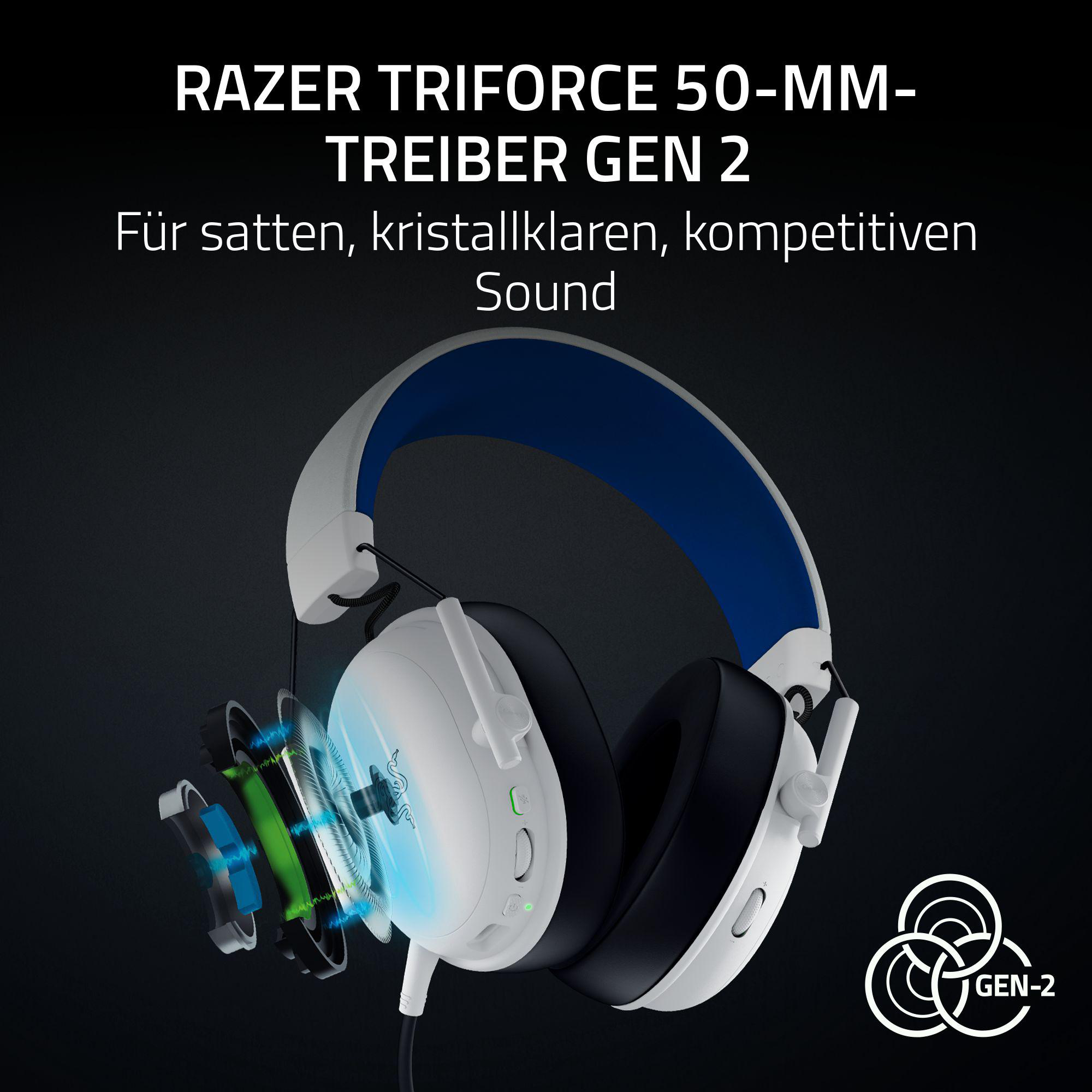 Razer TriForce 50-mm-Treiber Gen 2 Kopfhörer mit detaillierter Sounddarstellung.