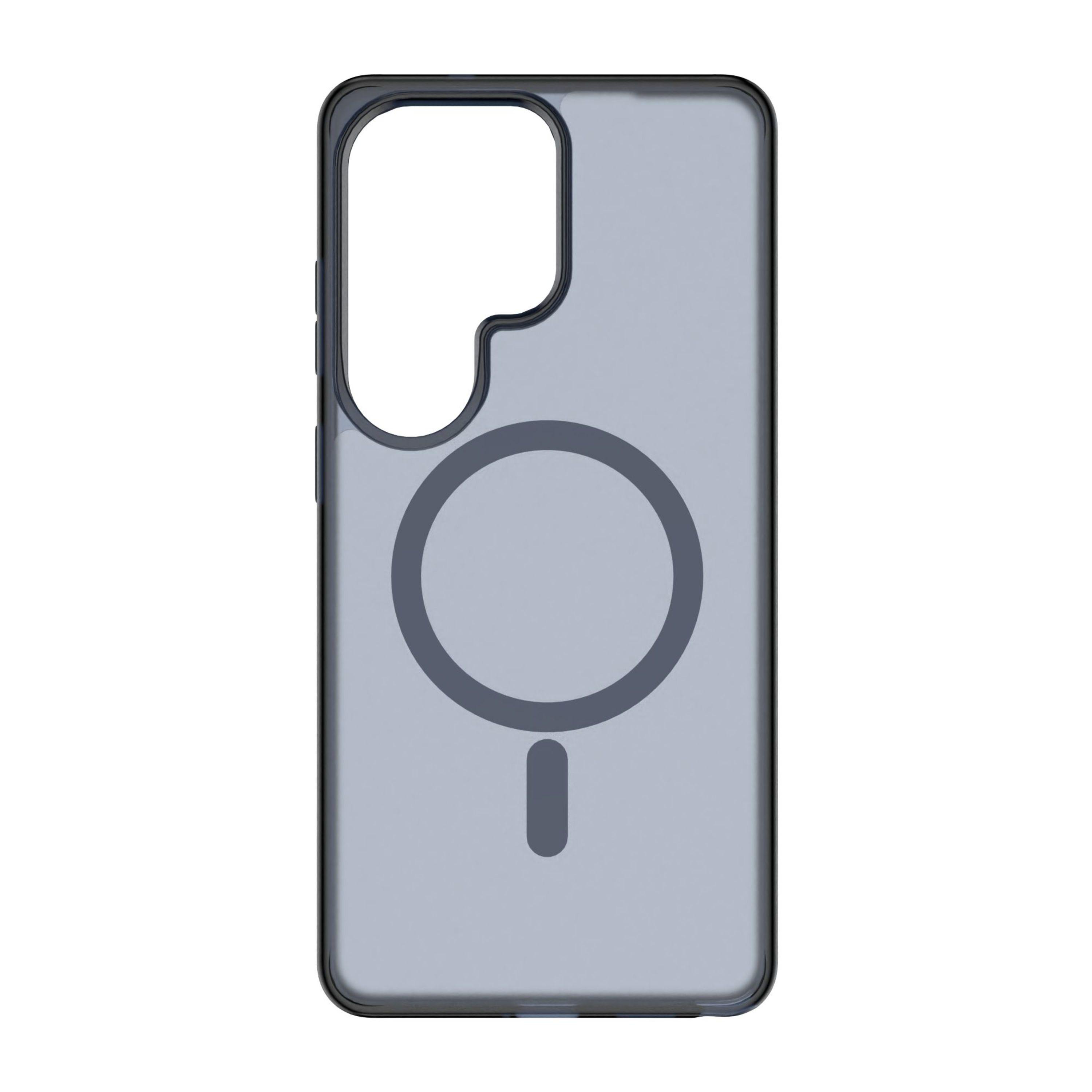 Graue Hülle für ein Smartphone mit kreisförmigem Muster.