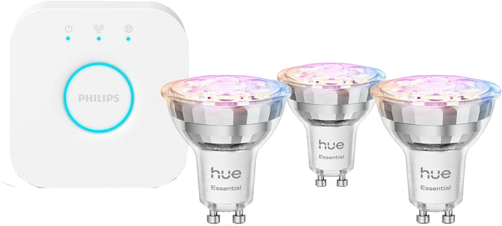 PHILIPS HUE Essential kezdőszett 3 db GU10 izzó, bridge (232140)