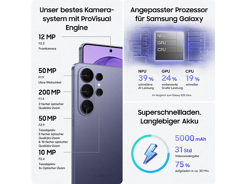 Samsung Galaxy S26 Ultra 512 GB Violett EEK A (A - G) 17.5 cm (6.9 Zoll) Smartphone