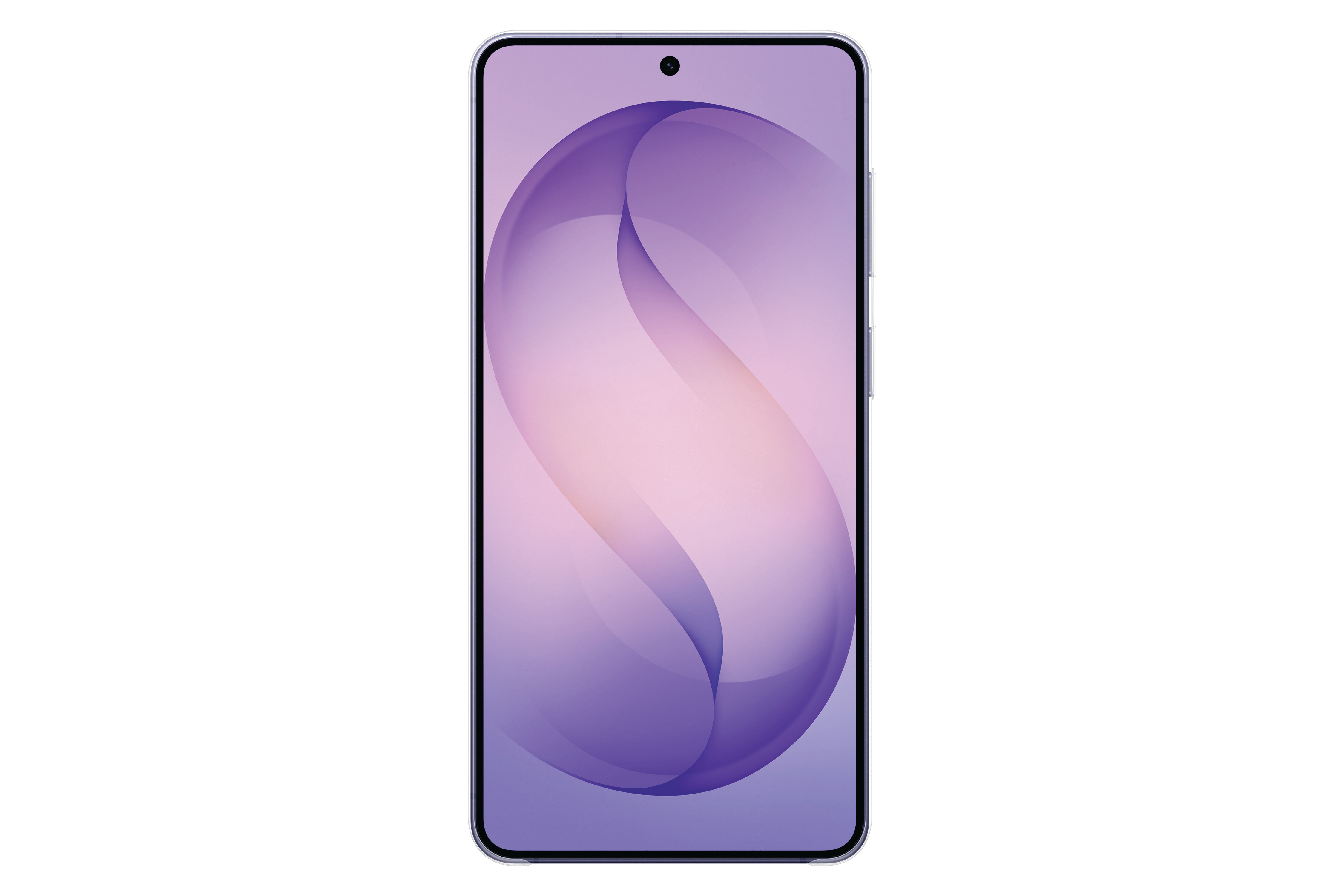 Ein modernes Smartphone mit lila und rosa Tapete.