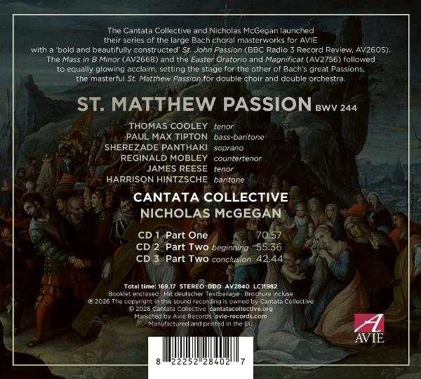 Albumcover für ST. MATTHEW PASSION BWV 244 mit Chor und Orchester.