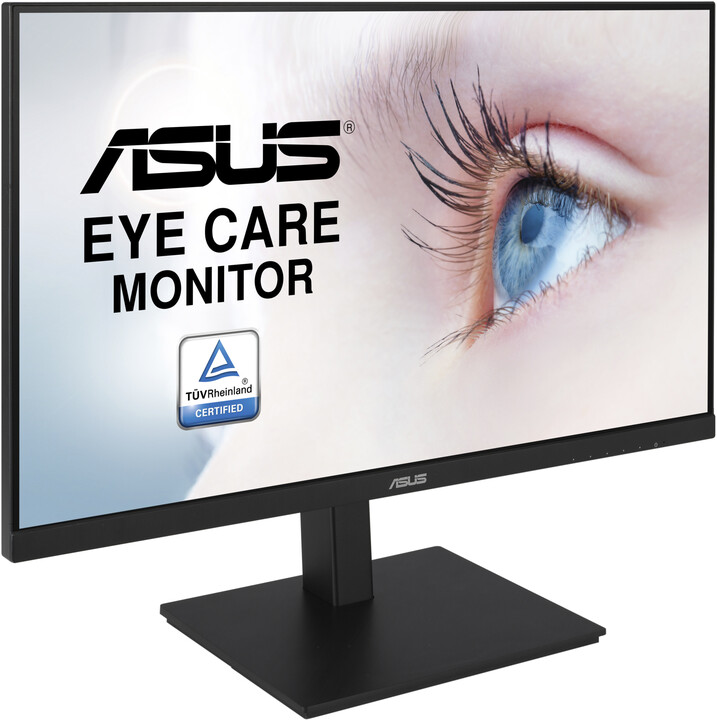 Monitor ASUS Eye Care z certyfikatem TÜV Rheinland. Zbliżenie niebieskiego oka.