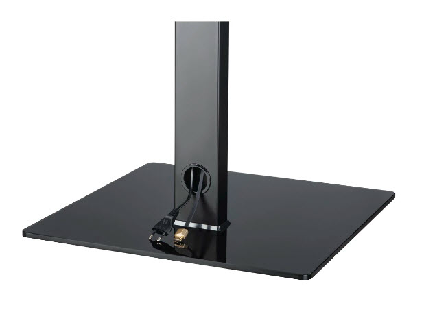 Czarna podstawa z przepustem kablowym i kablami.