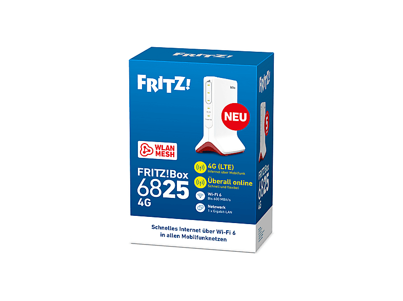 AVM FRITZ!Box 6825 4G, Wi-Fi 6, Weiß/Rot; WLAN Mesh Router — Foto 3 von 4