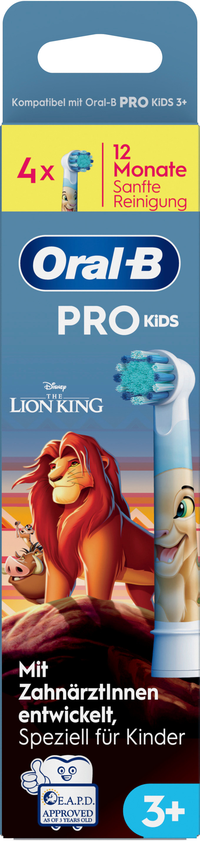 Oral-B Pro Kids Zahnbürsten-Verpackung mit Figuren aus Der König der Löwen.