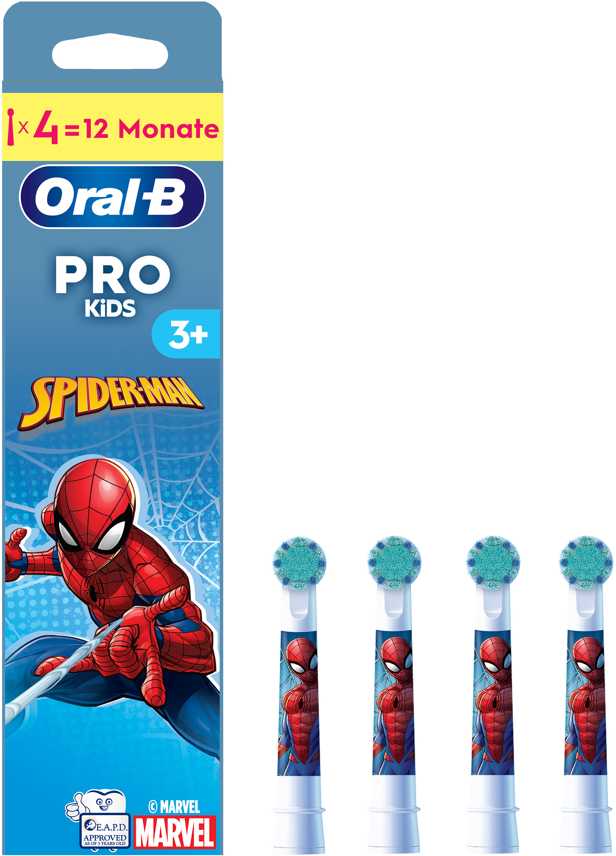 Têtes de brosse à dents Oral-B Pro Kids Spiderman, lot de 4.