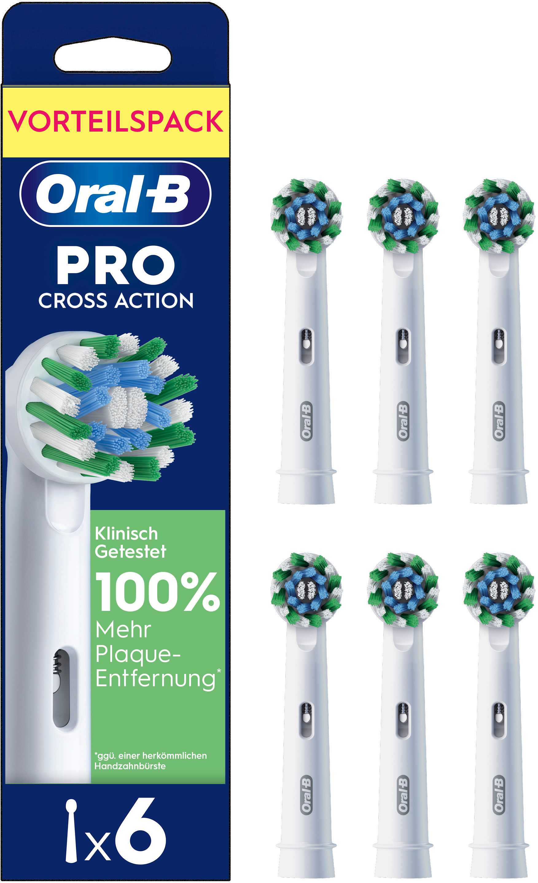 Oral-B Pro Cross Action Aufsteckbürsten, 6 Stück. Vorteilspack.