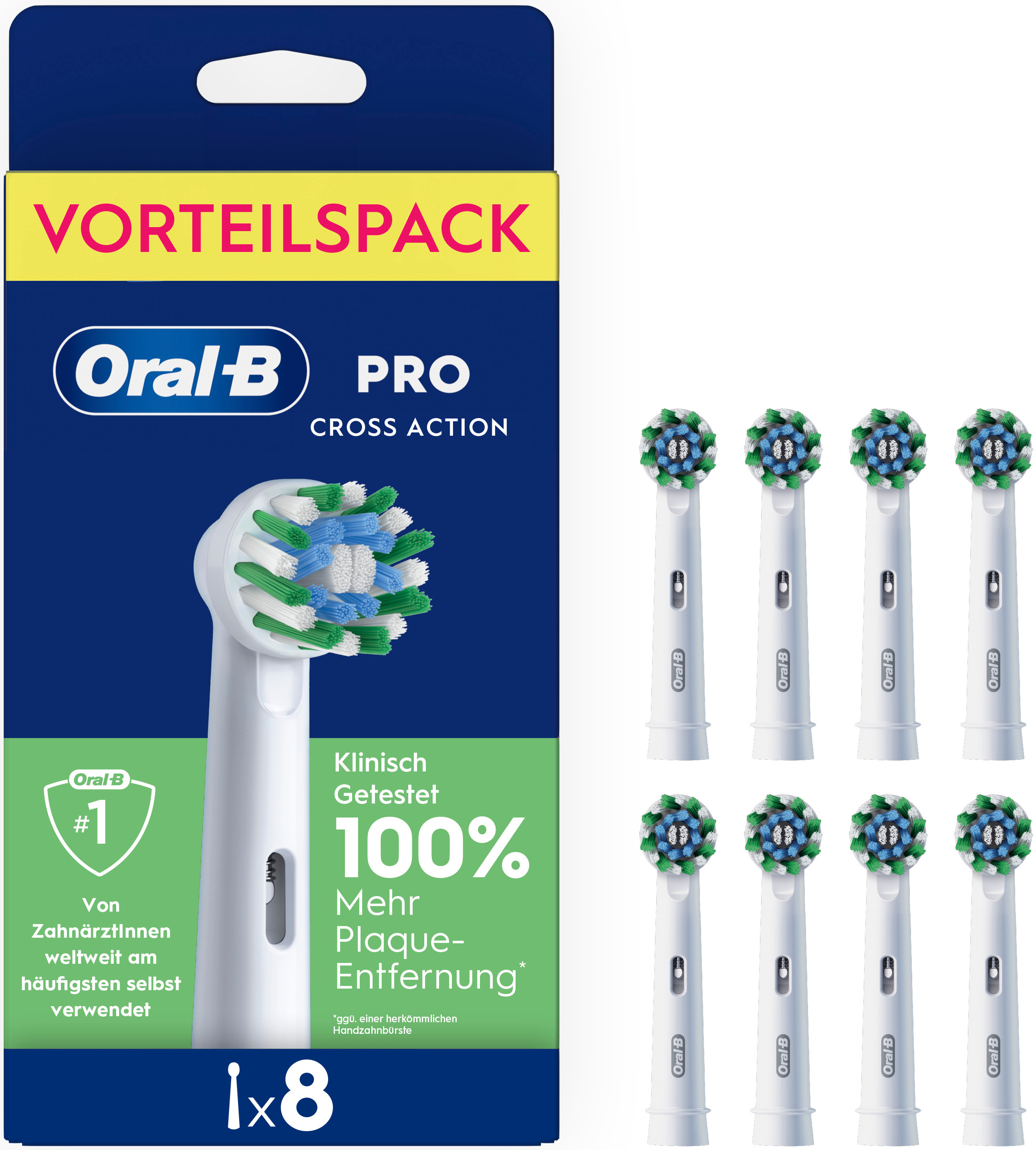 Têtes de brosse à dents Oral-B Pro Cross Action, lot économique de 8.