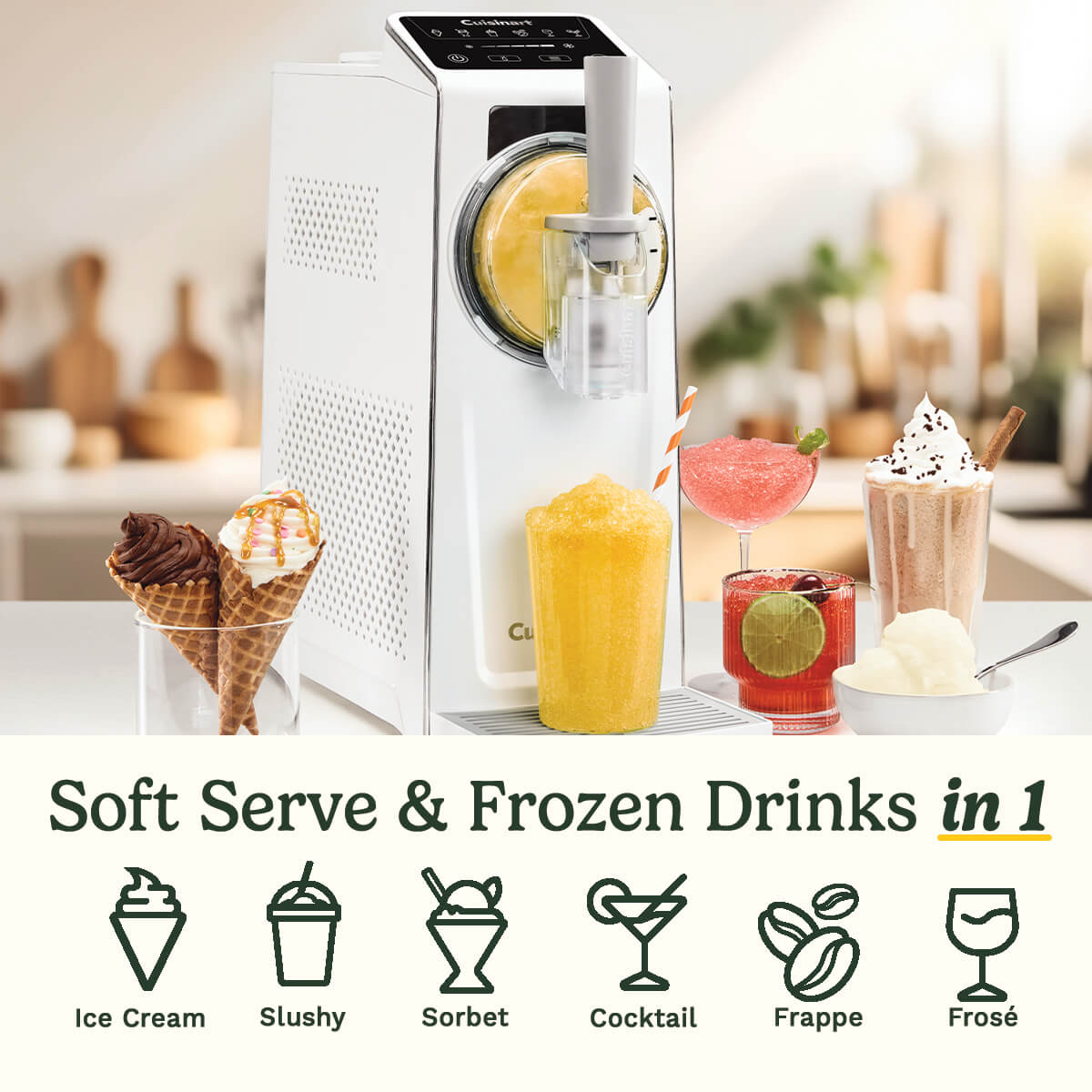 Cuisinart Eismaschine mit Eis, Slushy, Sorbet, Cocktail, Frappe, Frosé.