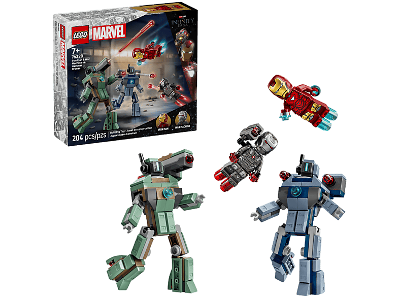 Klocki LEGO Marvel Iron Man i War Machine kontra drony Hammera (76320) Wielokolorowy