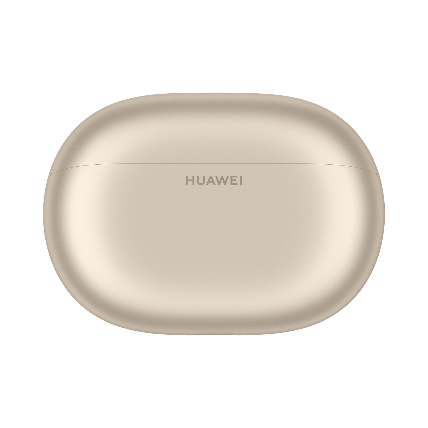 Funda dorada de auriculares Huawei sobre fondo blanco.