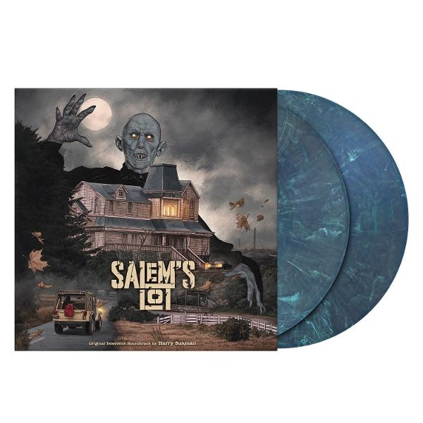 Ein gruseliges Albumcover mit einem Haus, Vampir und Auto.