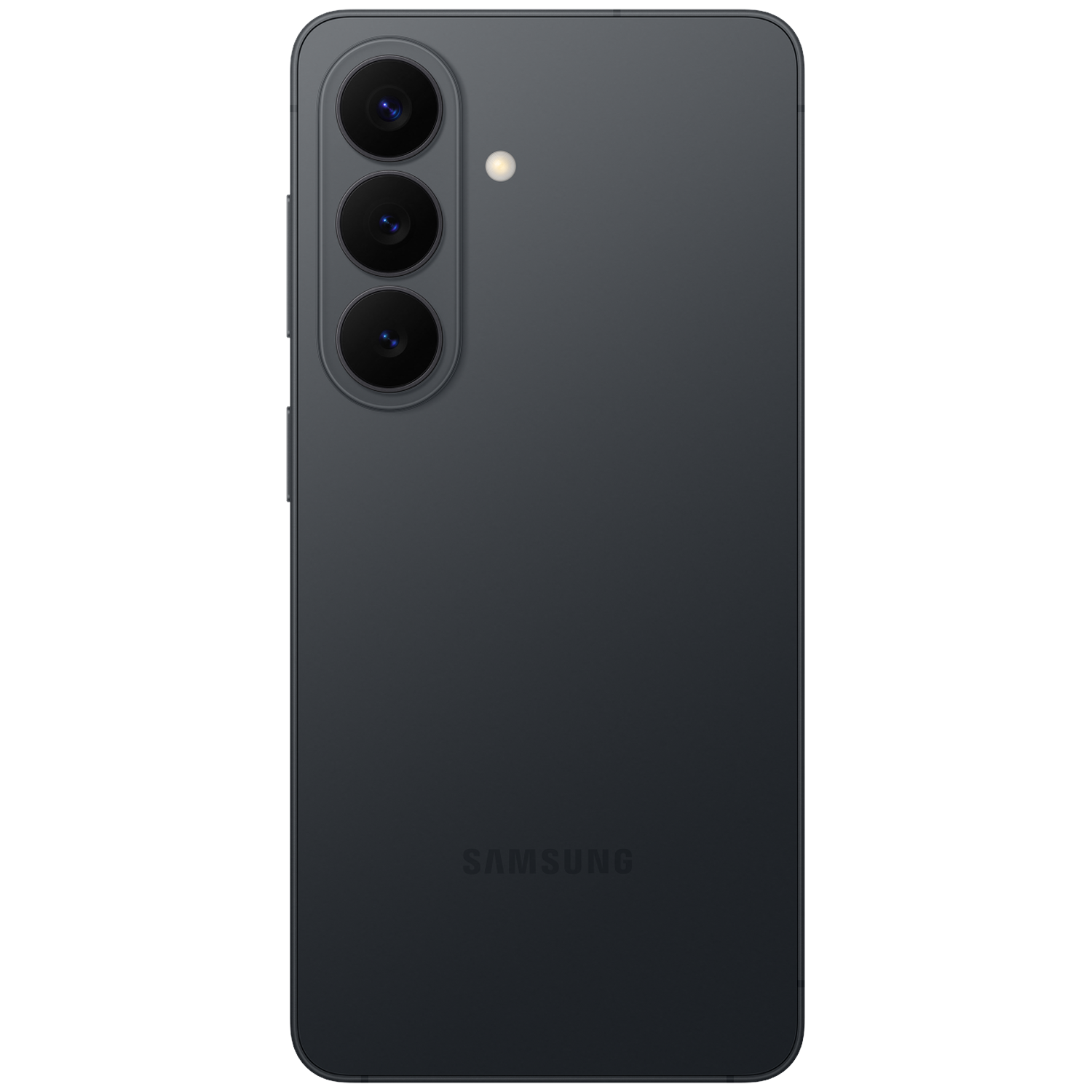 Dark gray Samsung smartphone with three camera lenses and a flash.