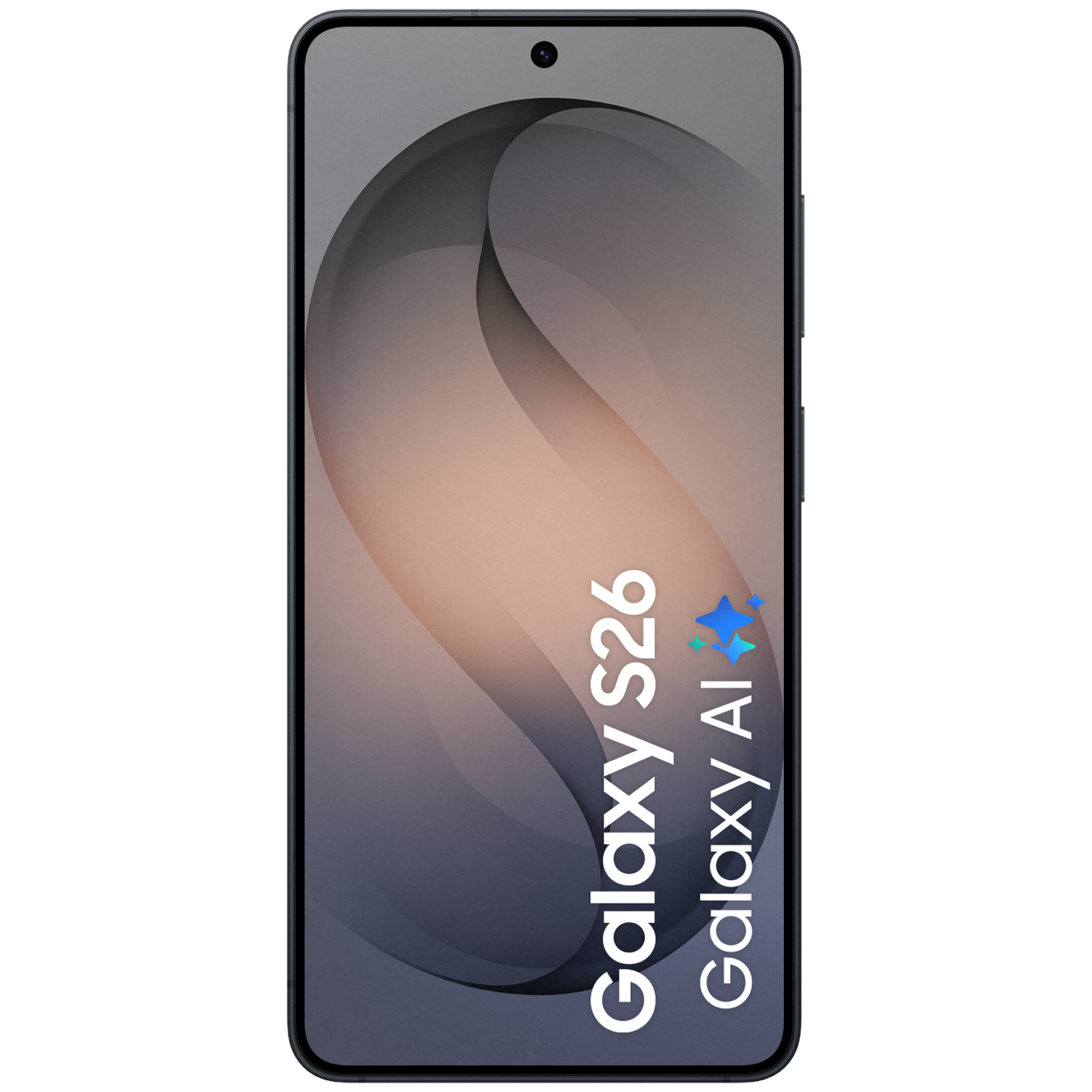 A smartphone displaying text 'Galaxy S26' and 'Galaxy AI'.
