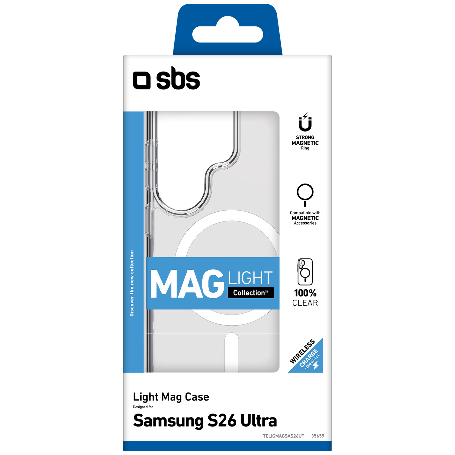 Verpakking voor een Samsung S26 Ultra telefoonhoesje met MagSafe-compatibiliteit.