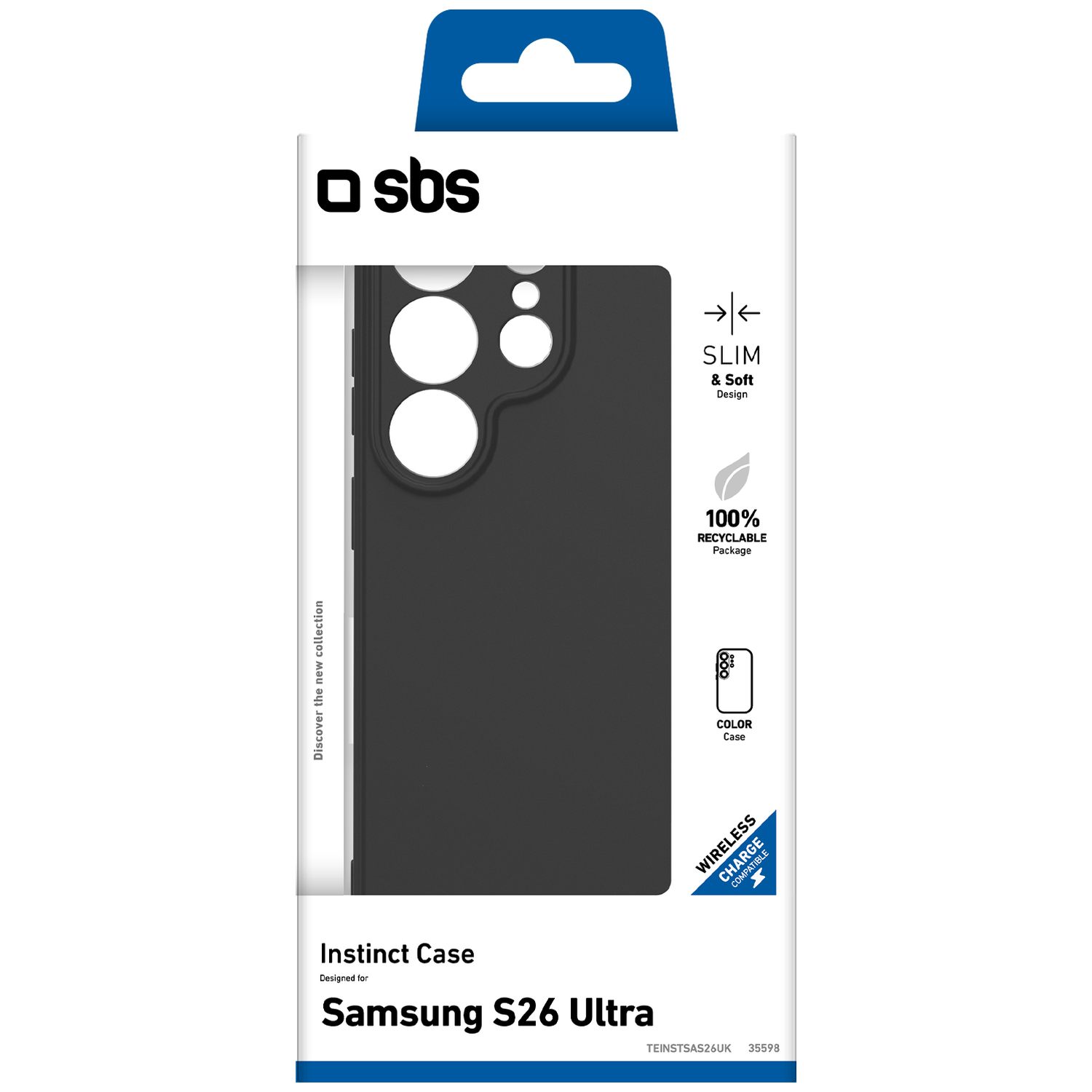 SBS Instinct Hoesje voor Samsung S26 Ultra, zwart. Slank & zacht design.