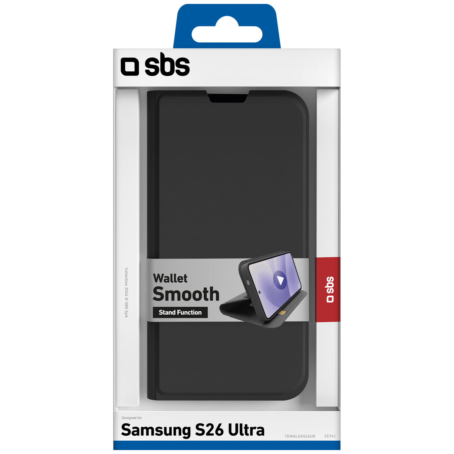 SBS black wallet case for Samsung S26 Ultra with stand function.