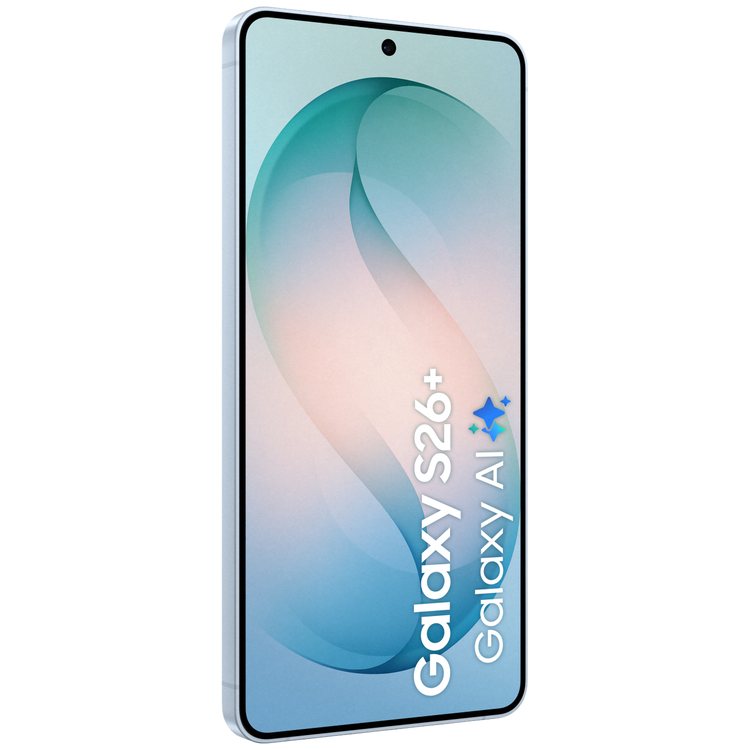 Light gray smartphone with wave pattern on screen and text.