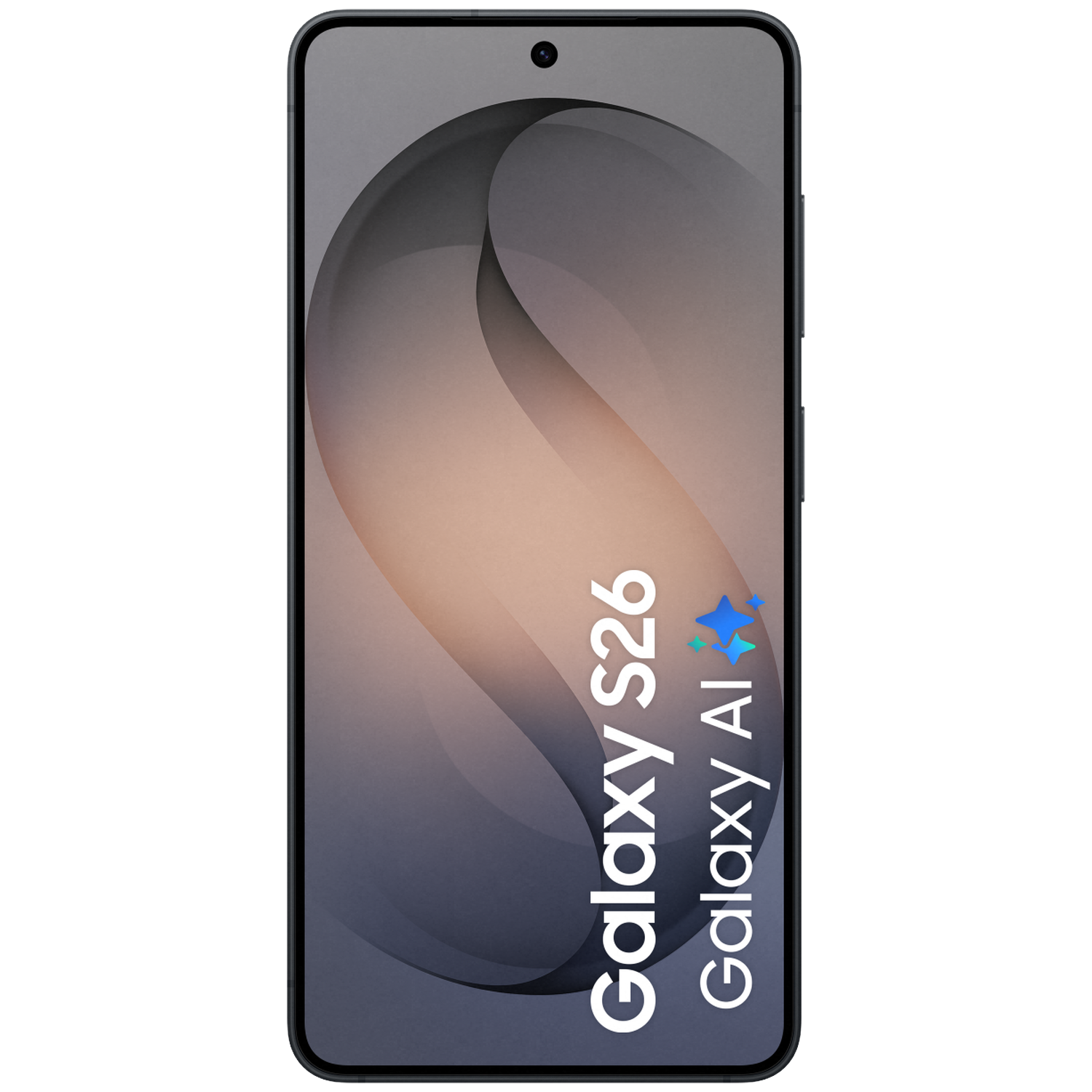 A smartphone displaying "Galaxy S26 Galaxy AI" with stars.