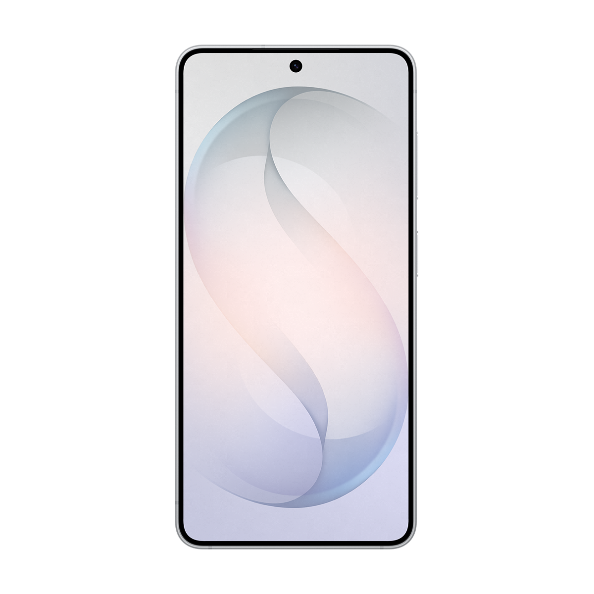 Minimalist, açık renkli duvar kağıdı gösteren şık bir akıllı telefon.