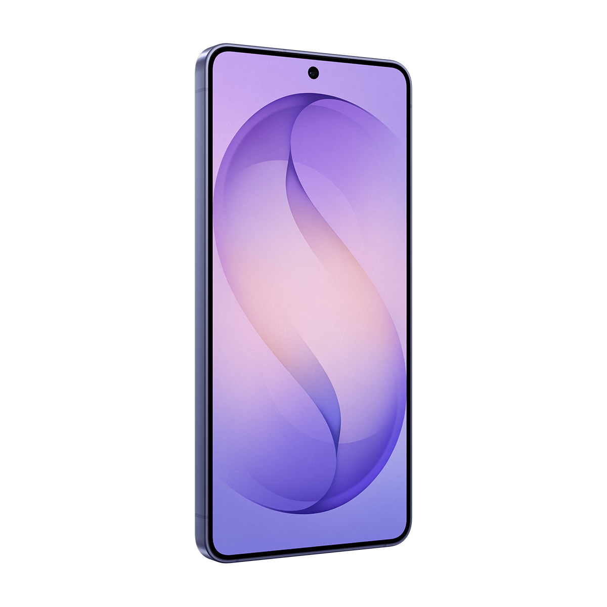 Mor ve pembe soyut duvar kağıdı gösteren modern bir akıllı telefon.
