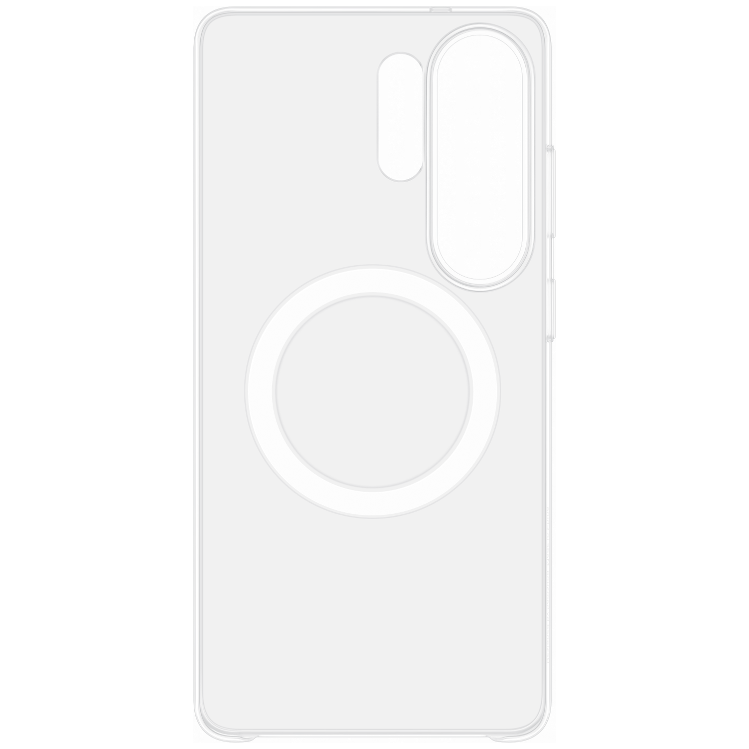 Doorzichtige telefoonhoes met cirkelvormig patroon en camerauitsparing.