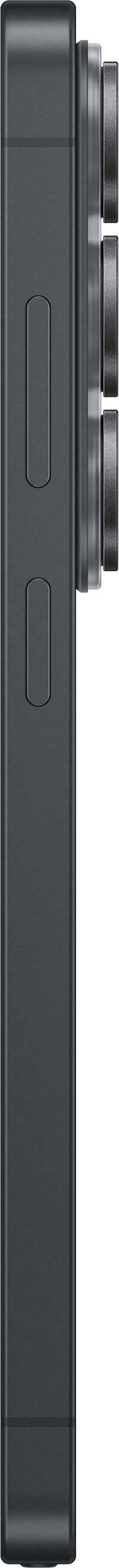 Profil de smartphone gris foncé avec lentilles de caméra et boutons de volume.