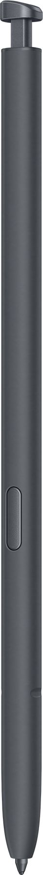 Stylo gris avec un bouton, surface lisse.