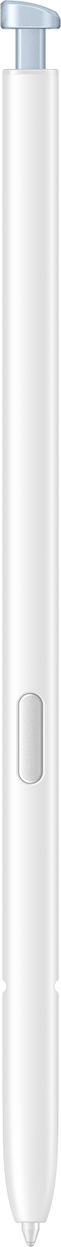 Un stylo blanc avec un connecteur métallique et un bouton.