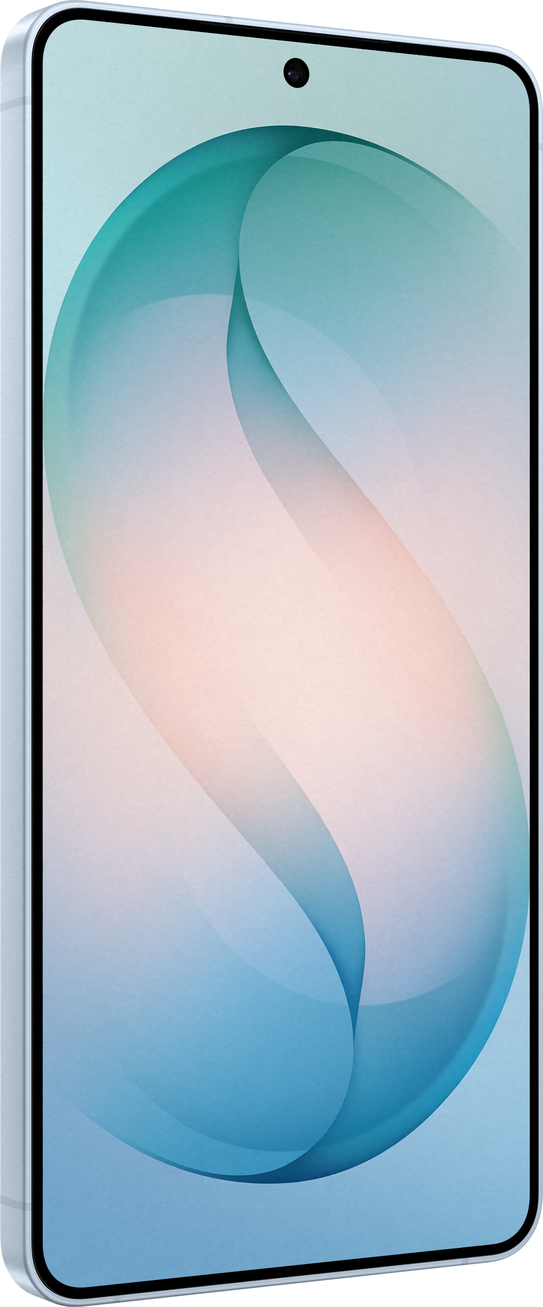 Uno smartphone con uno sfondo sfumato blu e rosa.
