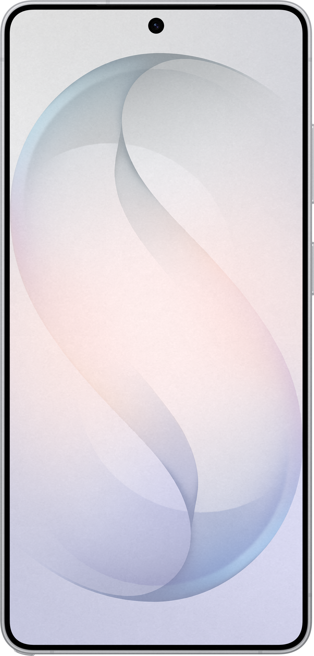 Ein Smartphone mit einem abstrakten, fließenden Hintergrund in Pastelltönen.