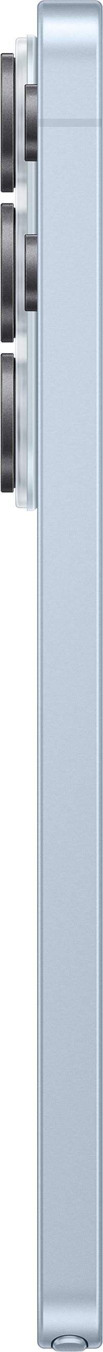 Un objet rectangulaire bleu clair avec trois anneaux noirs sur son côté gauche.