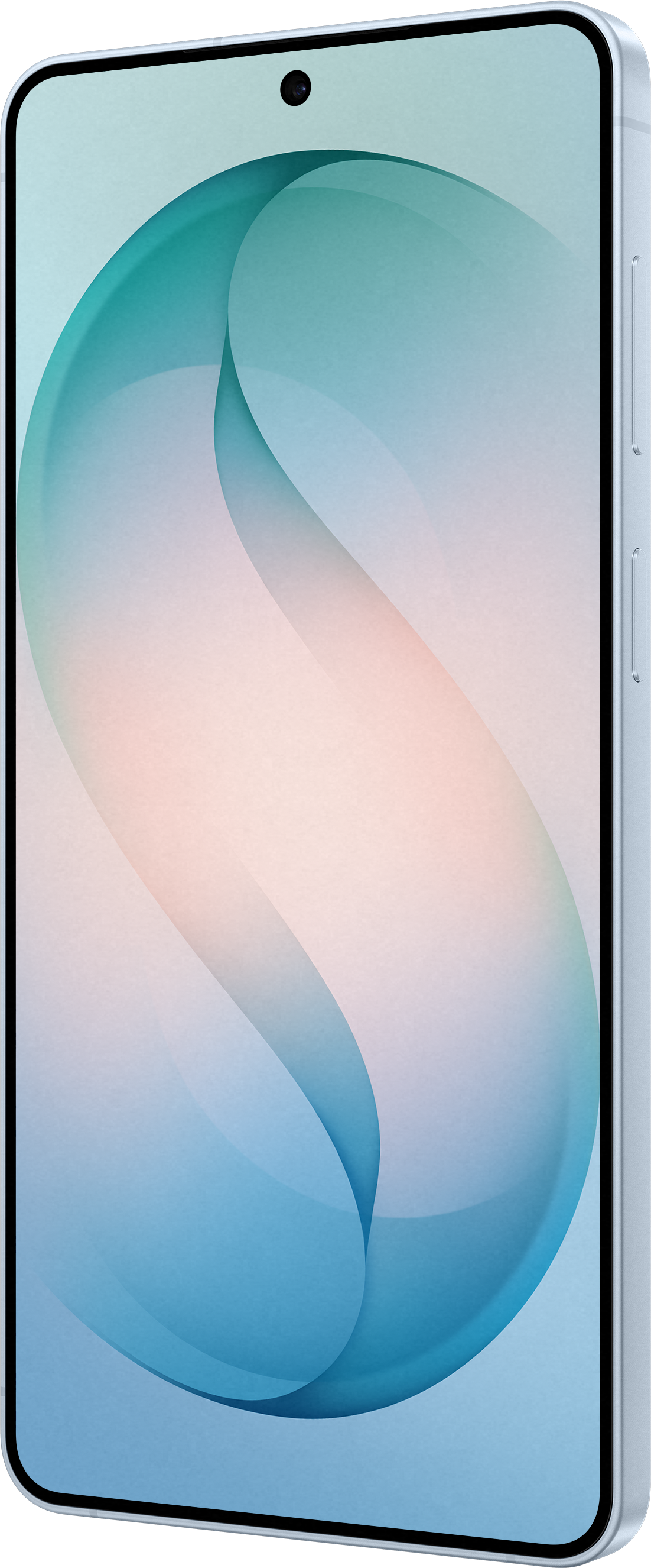 Ein Smartphone mit einem stilisierten, blauen und rosa Hintergrund auf dem Bildschirm.