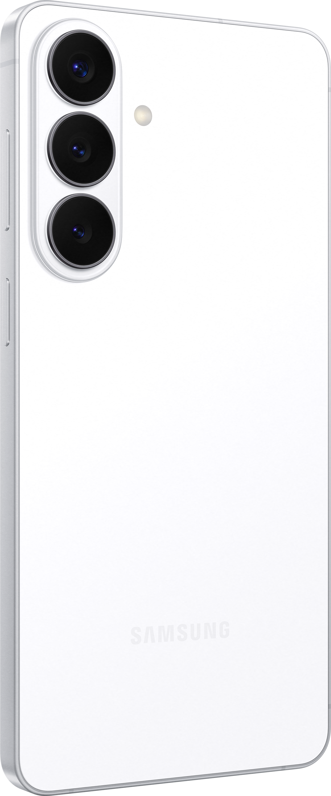 Retro bianco di smartphone con tre obiettivi e flash.