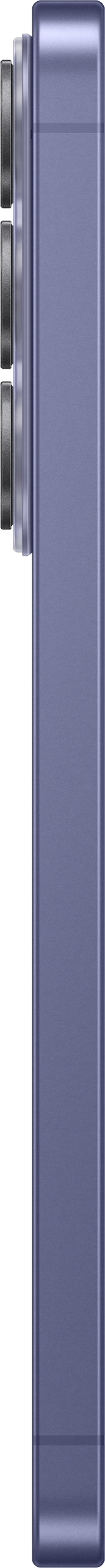 Ein lila Smartphone mit drei Kameras auf der linken Seite.