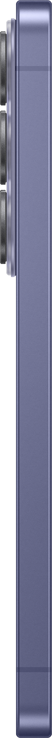 Bord latéral de smartphone bleu avec trois objectifs de caméra. Vue rapprochée.