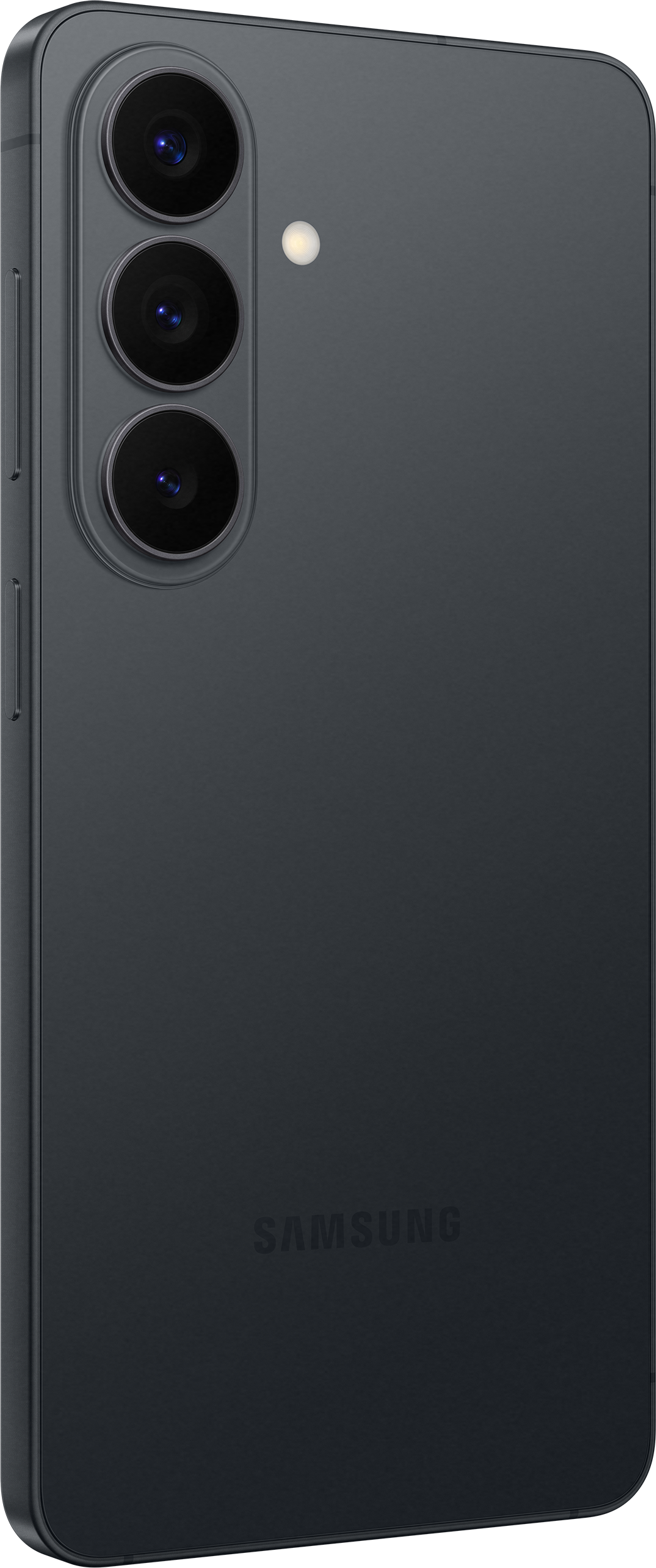 Smartphone Samsung gris foncé avec trois objectifs et un flash.