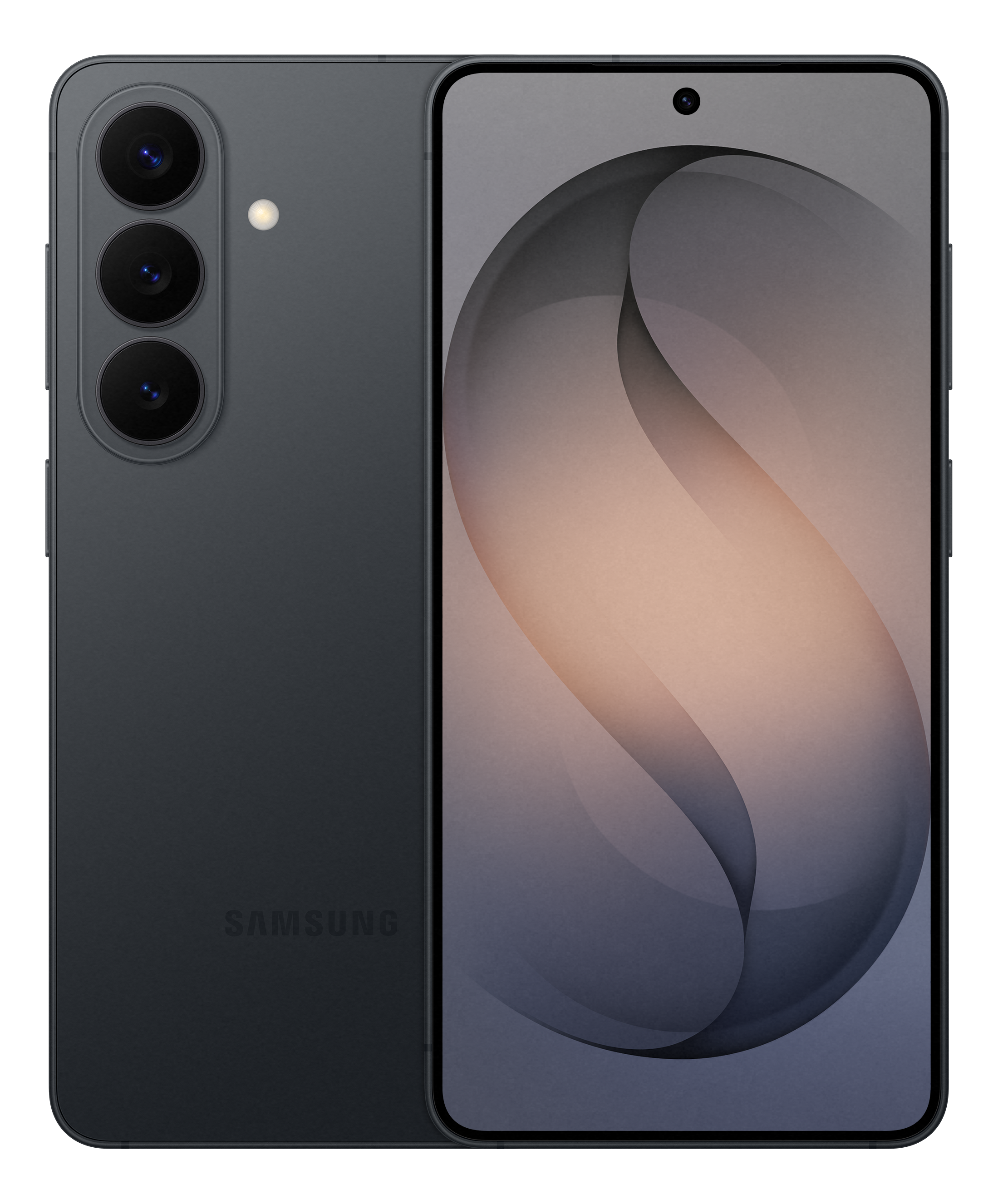 Un smartphone sombre avec trois appareils photo et un flash à l'arrière.