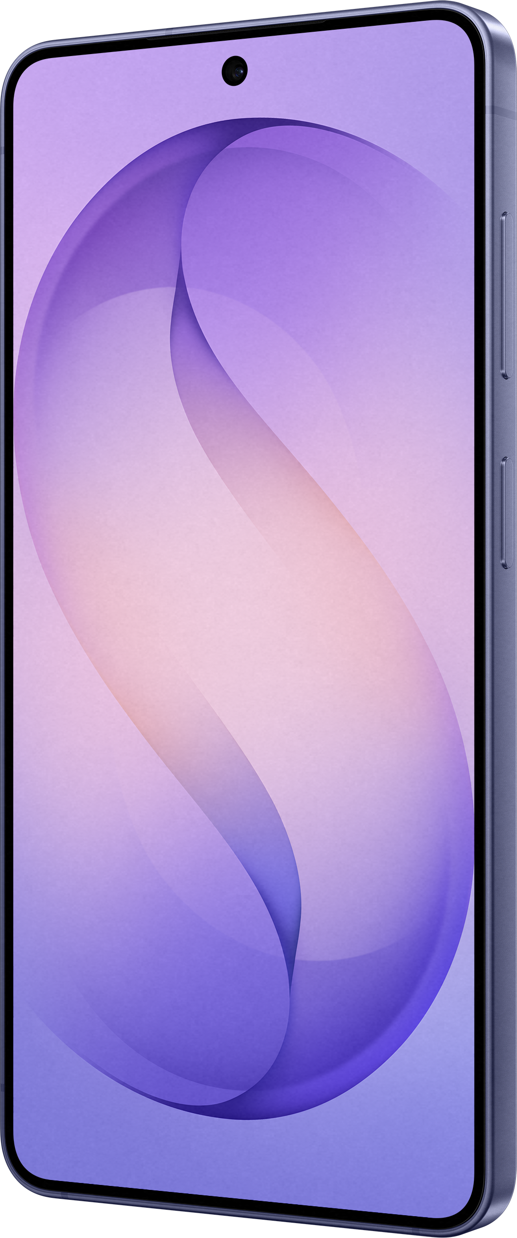 Uno smartphone con sfondo viola e rosa a motivo ondulato.