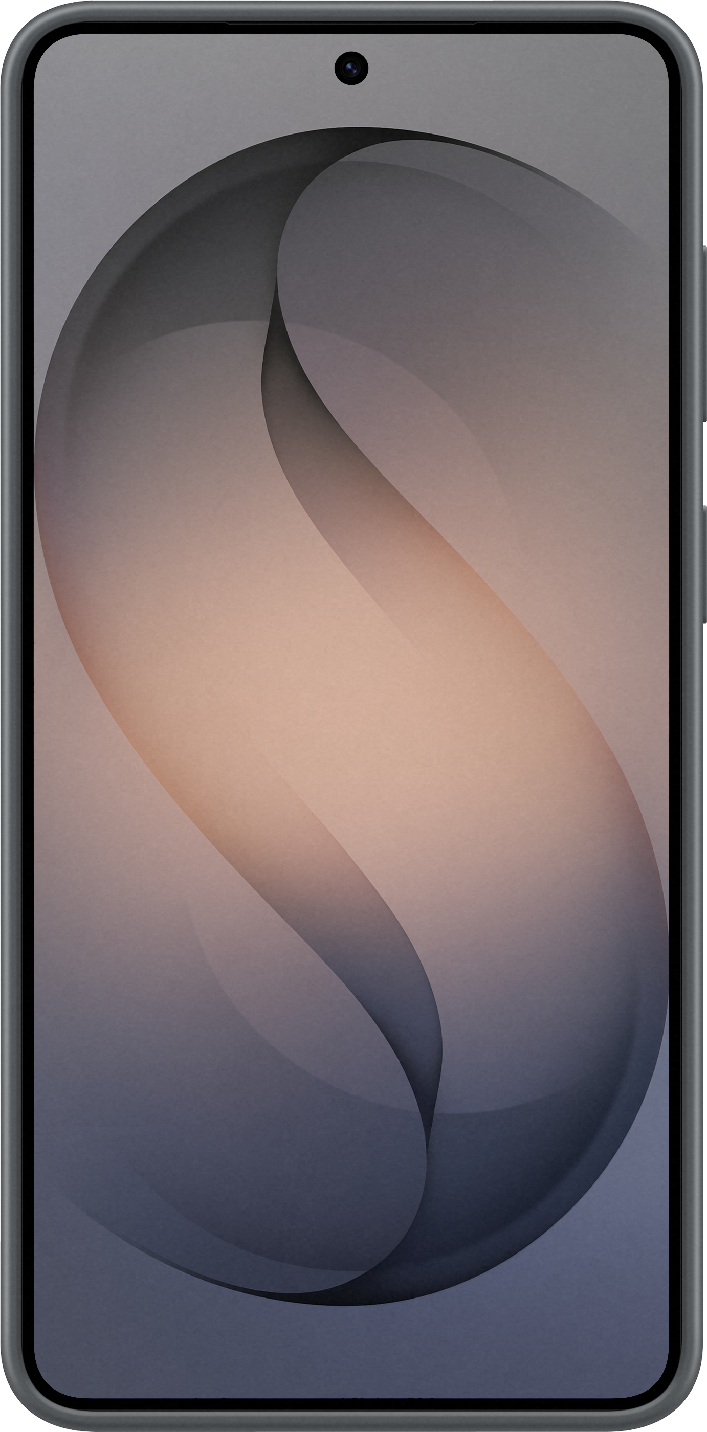 Onda astratta nei toni del grigio e del corallo su schermo smartphone.